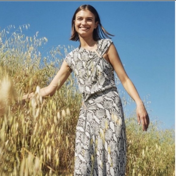 NWT A.L.C Beale Snakeskin Print Cutout Midi Dress - Picture 1 of 8